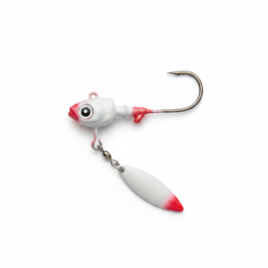 White & Red Jig Head Lure Product Photo